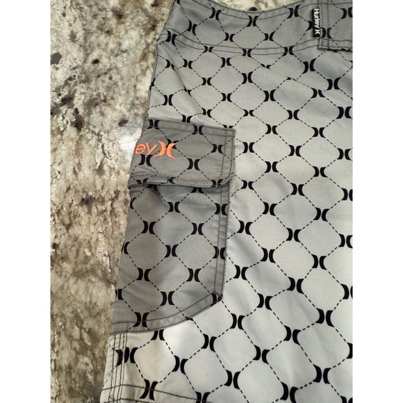 Hurley Other - Hurley Womens Gray Geometric Logo Print Board Shorts Size 11 Swim Cargo Pocket